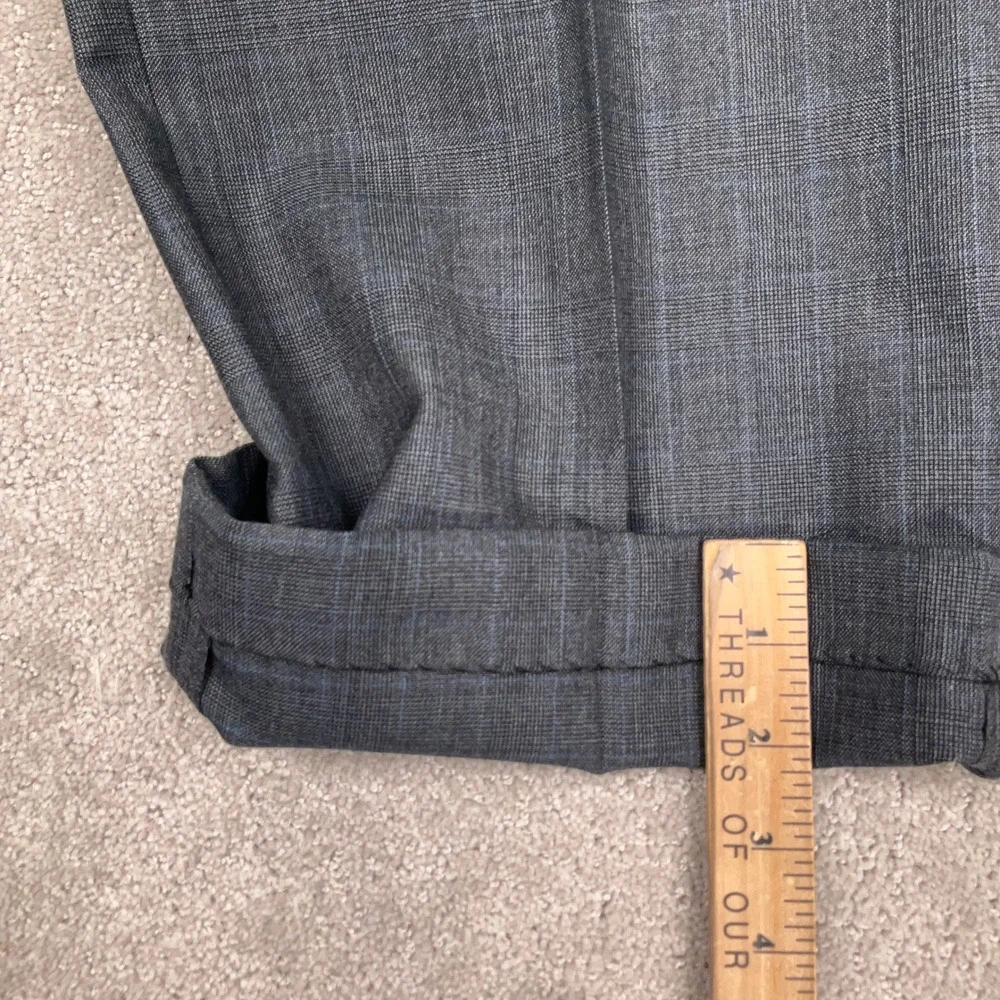 Jos A Bank Suit Mens 44L Charcoal Gray Blue Glen Plaid Tailored Traditional Wool
